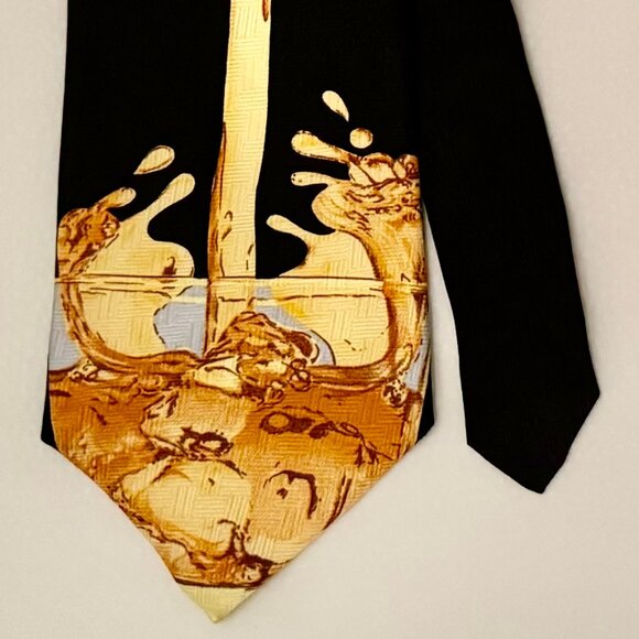 MERGE LEFT MEN'S NECKTIE 100% SILK...SHOWS A BOTTLE POURING ALCOHOL INTO A GLASS - Picture 9 of 12